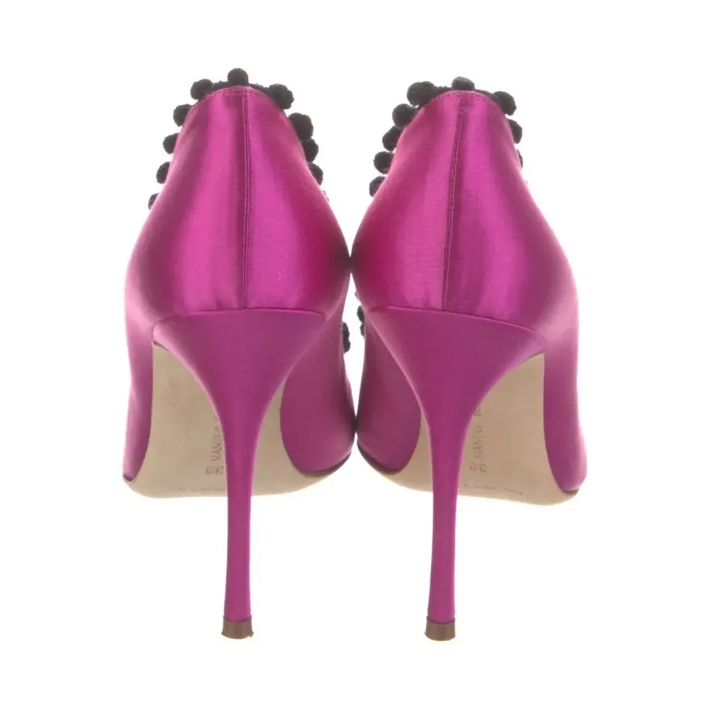❤️Manolo Blahnik Satin Pom-Pom Pumps❤️ - Picture 4 of 5